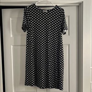 LOFT Black and White Geometric Mini Dress